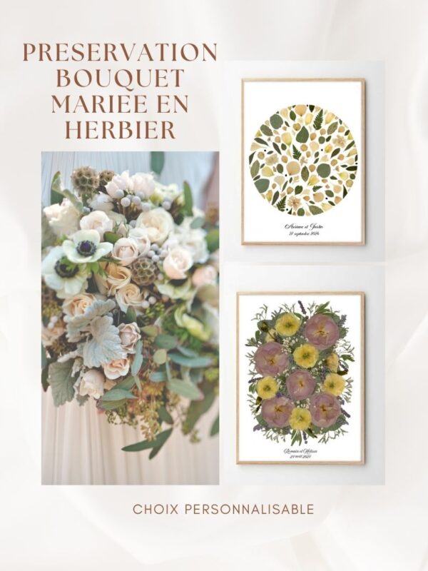 PRESERVATION BOUQUET MARIEE EN HERBIER