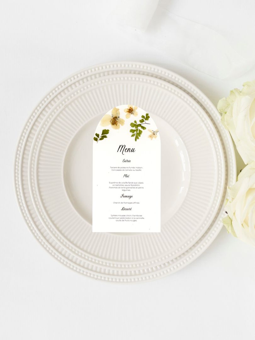 menu arche bohème chic fleurs pressées 2