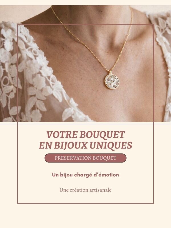 Réalisation de bijoux à partir de fleurs de votre bouquet de mariée