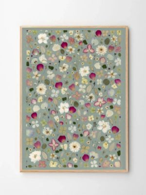 Tableau fleurs pressées éclats de sauge 284