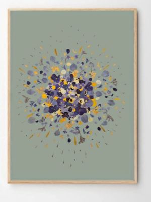 Tableau herbier fleurs pressées corolle sauge 321