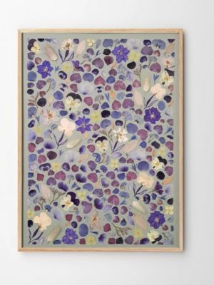 Tableau herbier fleurs pressées encre marine 263