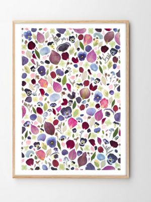 Tableau herbier fleurs pressées songe violet 248