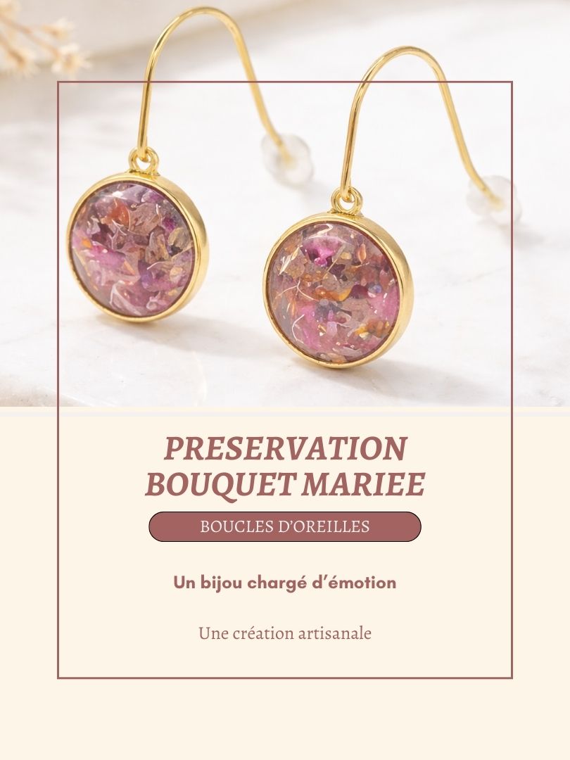 Boucle oreille Herbier bouquet de mariée